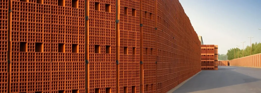 Razni grubi građevinski materijali poput cigli, cementa i šljunka.